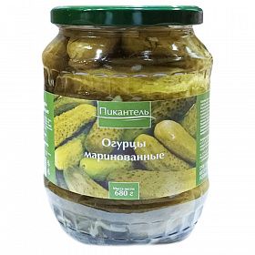 Огурцы маринованные целые 6 - 9 см Пикантель 0,68кг, Беларусь Огурцы маринованные целые 6 - 9 см Пикантель 0,68кг, Беларусь